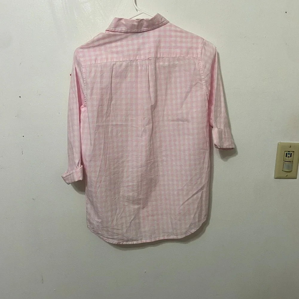 Janie and Jack Kids Pink‎ White Gingham Long Sleeve Button Up Shirt Size 14